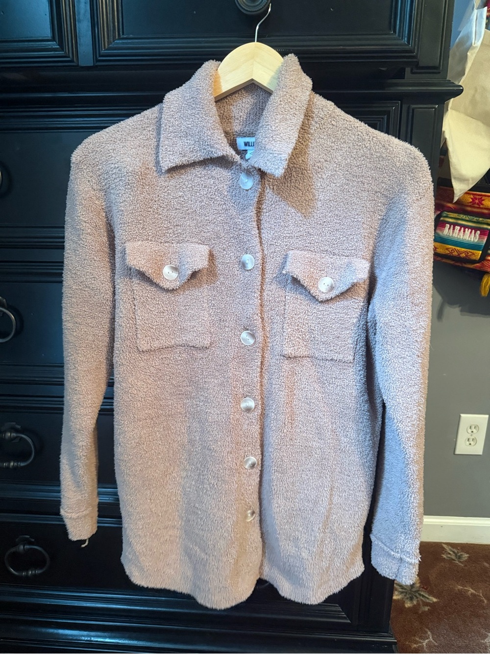 William Rast Blush Taupe Teddy Button-Up Jacket